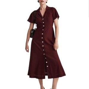 Madewell Crinkle Cotton Button-Front Midi Dress